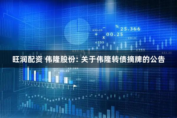 旺润配资 伟隆股份: 关于伟隆转债摘牌的公告