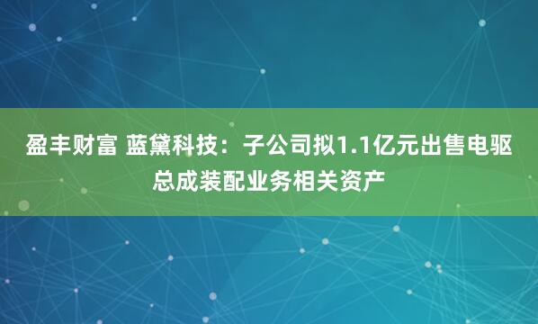 盈丰财富 蓝黛科技:子公司拟1.1亿元出售电驱总成装配业务相关资产
