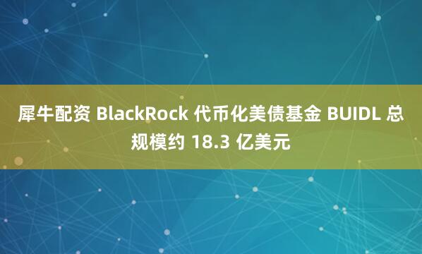 犀牛配资 BlackRock 代币化美债基金 BUIDL 总规模约 18.3 亿美元