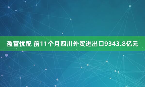 盈富忧配 前11个月四川外贸进出口9343.8亿元